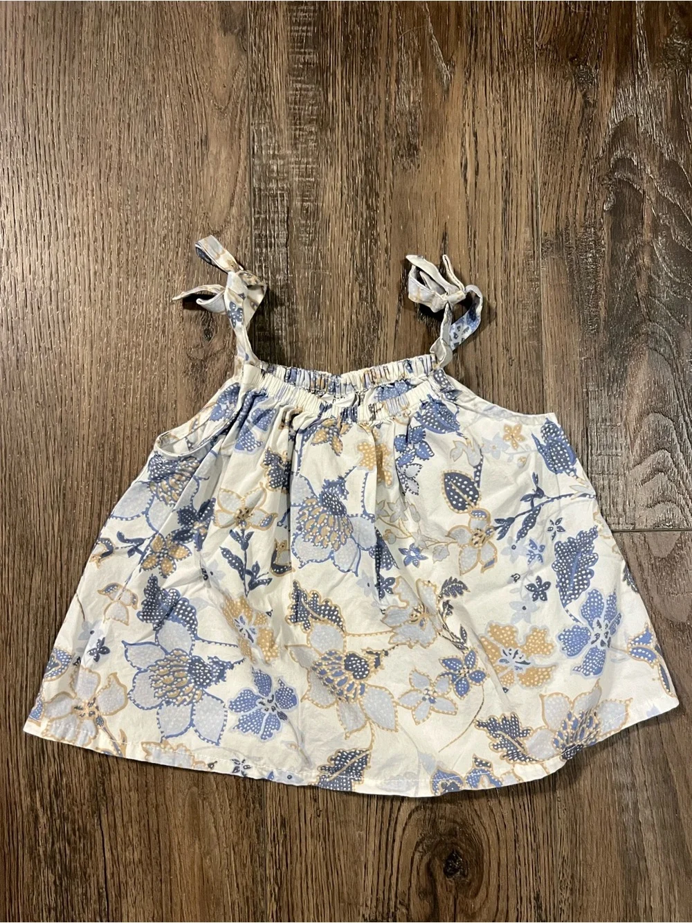 GAP Toddler Floral Tank Top in Cream, Blue, and Tan